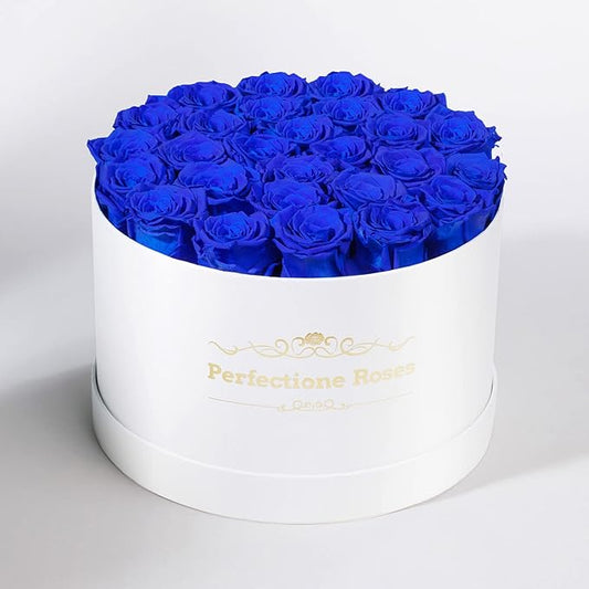 Perfectione Roses 27 Roses in a Box, Mothers Day Rose, Preserved Flowers for Her, Flowers for Delivery Birthday Gifts for Women (Royal Blue)