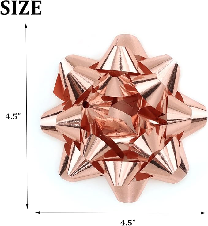 CHOIEO 15 Pcs Gift Bows Assortment, 4.5" Wide Bow for Christmas, Birthdays, Holiday, Presents, Wrapping Paper, Anniversaries, Baby Showers, Bridal Showers, Hanukkah (Rose Gold+Silver+Gold)