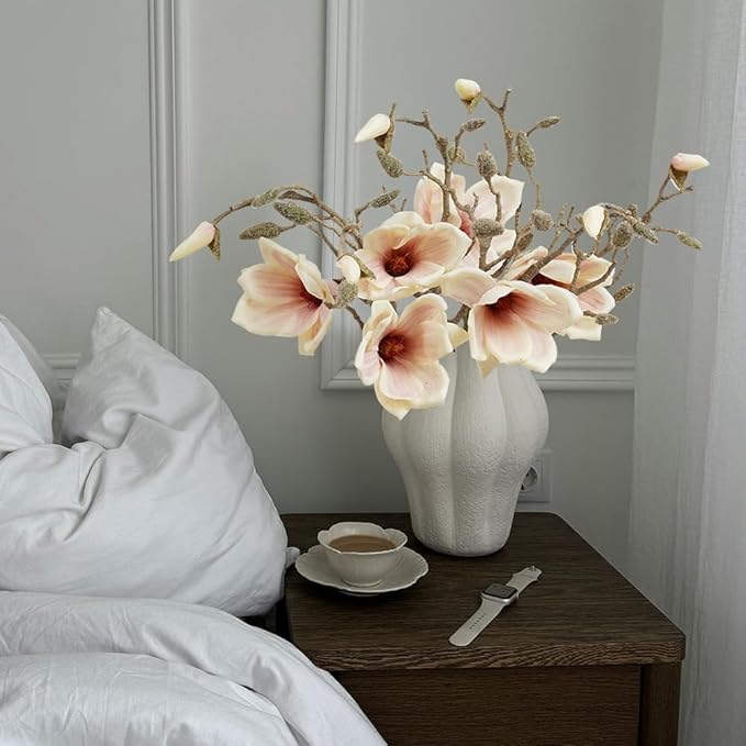 Artificial Flowers,24Pcs 13.5inch White Tulips Fake Flowers,Real Touch Faux Flowers, Spring Décor Fake Tulips for Wedding Kitchen Shop Office Home Décor (3, Pink Magnolia)
