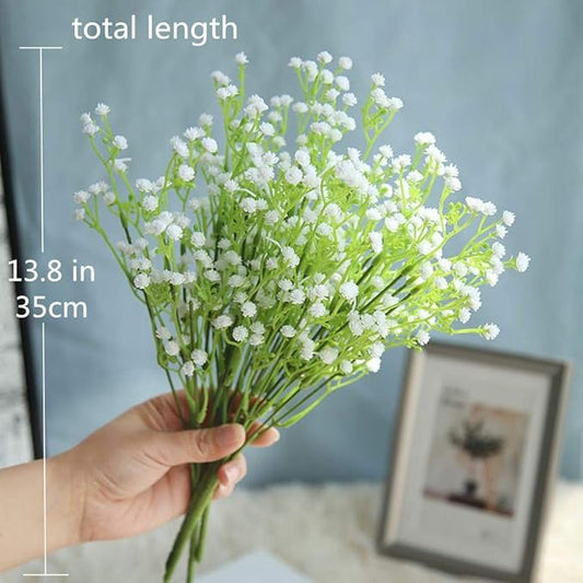 PASYOU Artificial Baby Breath Flowers Plastic Fake Gypsophila for Indoor Outdoor Wedding Bridal Bouquet Home Garden Party DIY Wreath Table Arrangement Decoration Pot Planter Filler White 4 pcs