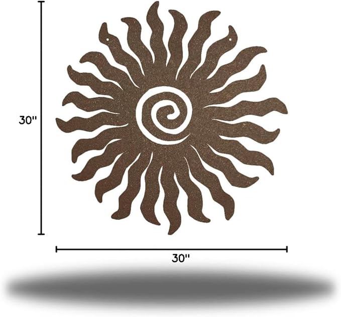 Riverside Designs Sunburst Metal Wall Art Steel Outdoor Decor - Heavy-Duty and Waterproof - Made in USA (30", Rust)