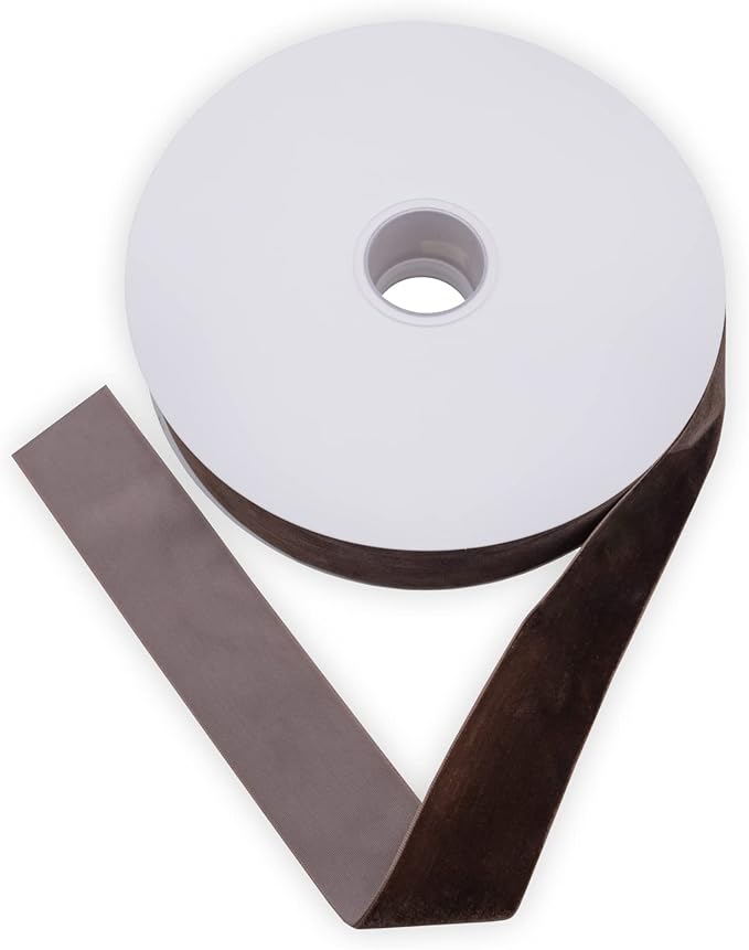 Nylon Velvet Ribbon Single Faced,1 1/2 Inch X 25Yards Spool (Brown)