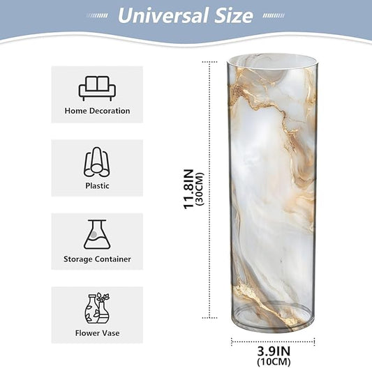 ALAZA White Gold Marble Pattern Flower Vases for Home Decor Kitchen Bedroom Living Room Bathroom Office Table Decorations