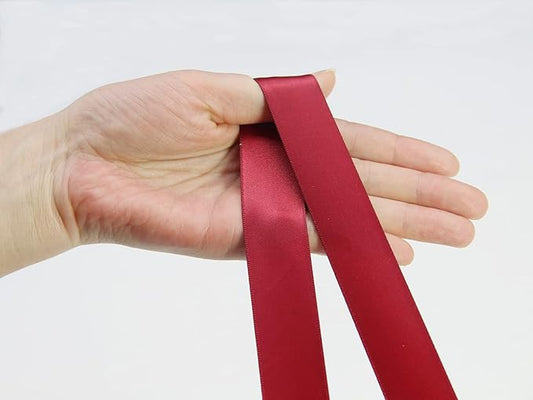 Maroon Double Faced Satin Ribbon 1 inch Flower Boutique Gift Wrapping Ribbon 25mm 100yards Continuous Fabric Silk Bow Ribbon- DIY Crafts Hair Headband-Sewing-Wedding Decorations-Valentine's Day