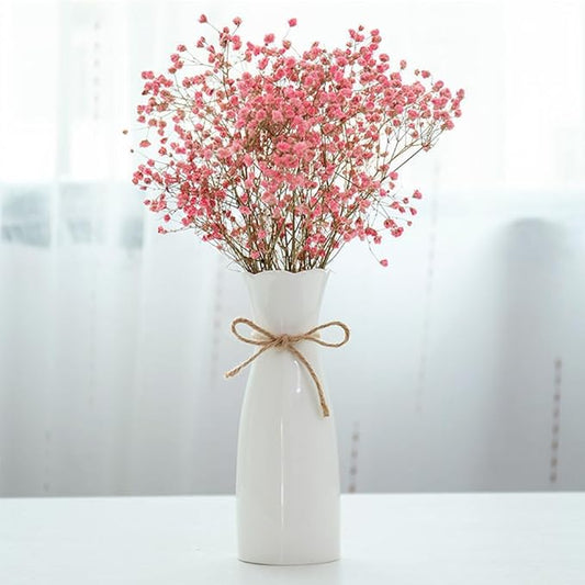 Boho Ceramic Vase with Rope, 8.2" H, Rustic Flower Vase Classic Style for Dried Flowers Fresh Flowers, Fit for Fireplace Bedroom Kitchen Living Room Centerpieces Office Desk