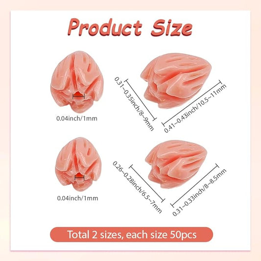 1 Box 100Pcs 2 Styles Carved Coral Beads 3D Flower Beads Pink Jasmine Small Artificial Floral Dyed Synthetic Coral Smooth Loose Spacers Findings for Jewelry Making Bracelet Necklace DIY Craft