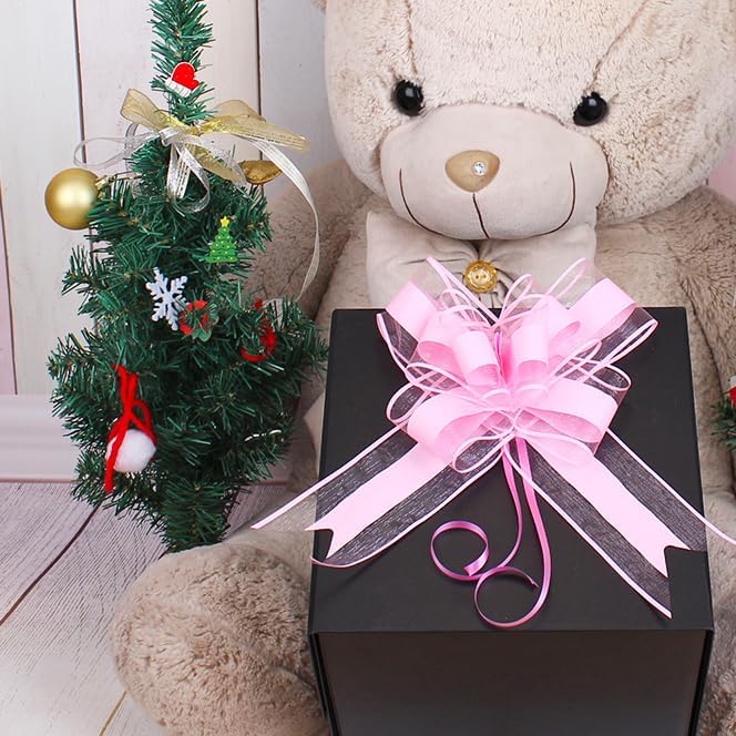WEWILUCK Pink Pull Bows for Presents - Large Gift Bows for Gift Baskets, Flower Paper Wrapping, Ideal for Women, Party, Valentines Day, and More(8 inches, 10PCS)