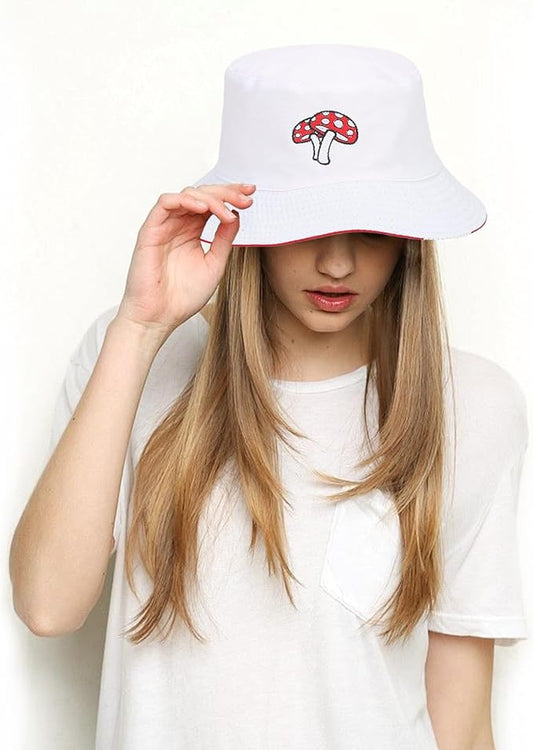 Bucket Hat for Women Men, Cotton Reversible Double Side Wear Sun Hats Beach Fisherman Hat
