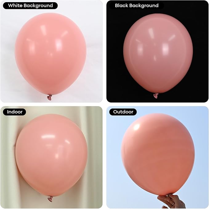 Togvu Blush Pink Balloons Different Sizes, 123 Packs Boho Pink Balloons, Pack of 18 12 10 5 Inch Retro Pink Balloons Garland Arch Kit for Boho Birthday Baby Shower Wedding Party Decoration
