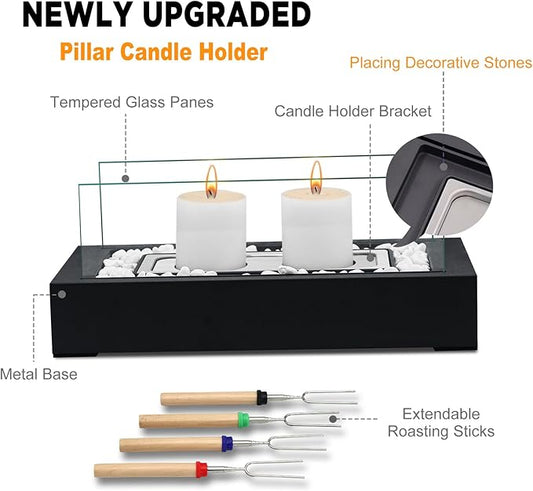 DIY S'Mores Maker with 4pcs of Roasting Sticks - US Patent Design - Unique Hurricane Candle Holder for 2.5 inch Pillar Candle, Home Decoration Gift & Housewarming Gift, Fun for Friday Nights