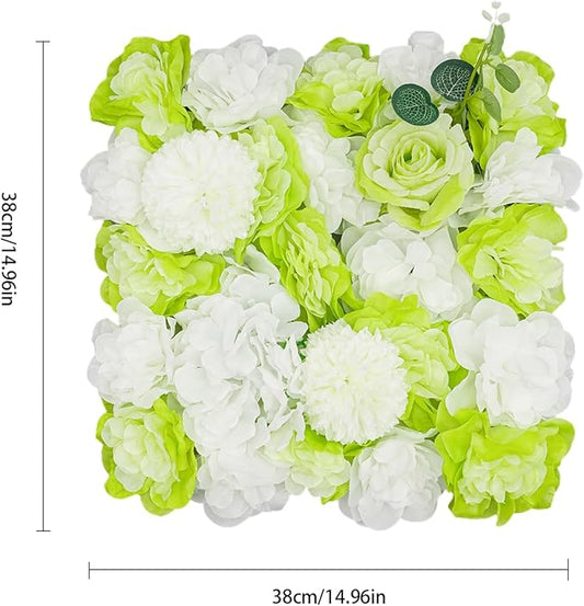 3D Flower Wall Panel Floral Backdrop,12PCS Artificial Flower Wall Background Silk Rose Mat, Artificial Flower Backdrop Faux Flower Panel for Wedding