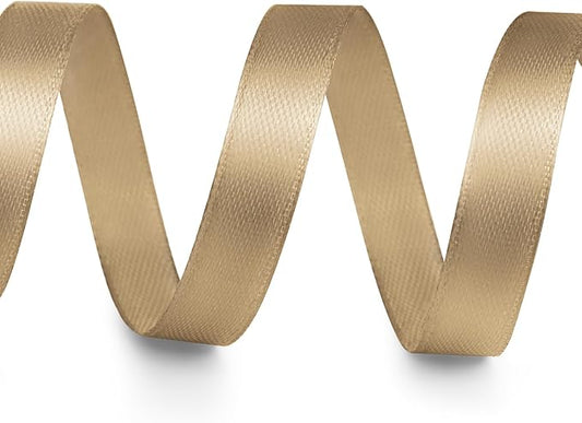 3/8" x 100 Yards Satin Ribbon - Champagne Gold Silk Ribbon with Spool - Ideal for Gift Wrapping, Floral Bouquets, Crafts, Wedding Party Decorations, Christmas and Sewing Projects