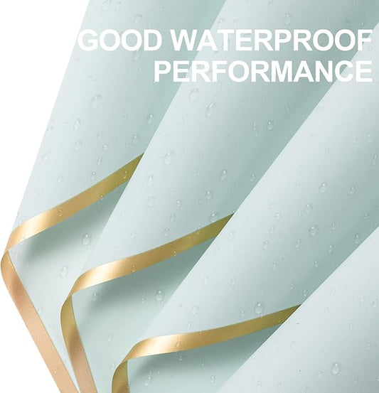 WRAPAHOLIC 20 Sheets Flower Wrapping Paper - 22.4 x 22.4 inch Gold Trim Light Blue Water-Resistant Floral Bouquet Wrapping Paper, Florist Supplies Packaging Paper for Wedding Birthday Gift DIY