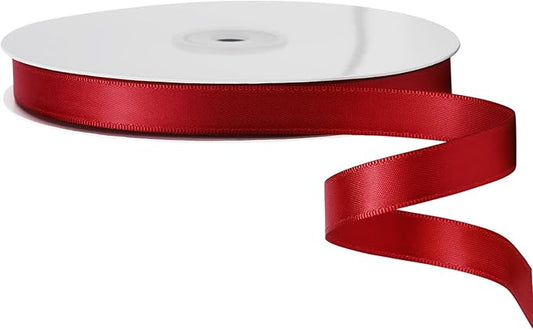 LIUYAXI Red Double Faced Satin Ribbon, 3/8" X Continuous 25 Yards, Ribbons Perfect for Gift Wrapping Bows Bouquet Wedding Decor DIY Craft and More