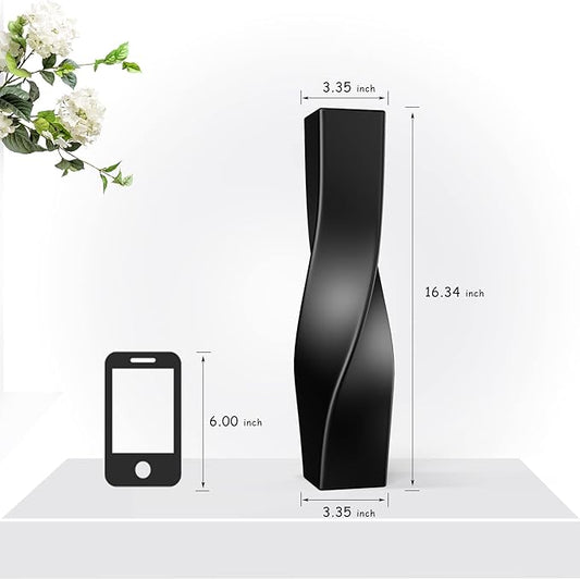 Tall Vase On Floor, 16.34" Twisted Geometric Flower Vase for Home, Living Room, Flower Centerpieces, Shelf, Table, Decor, Creative Unique Decorative Vases