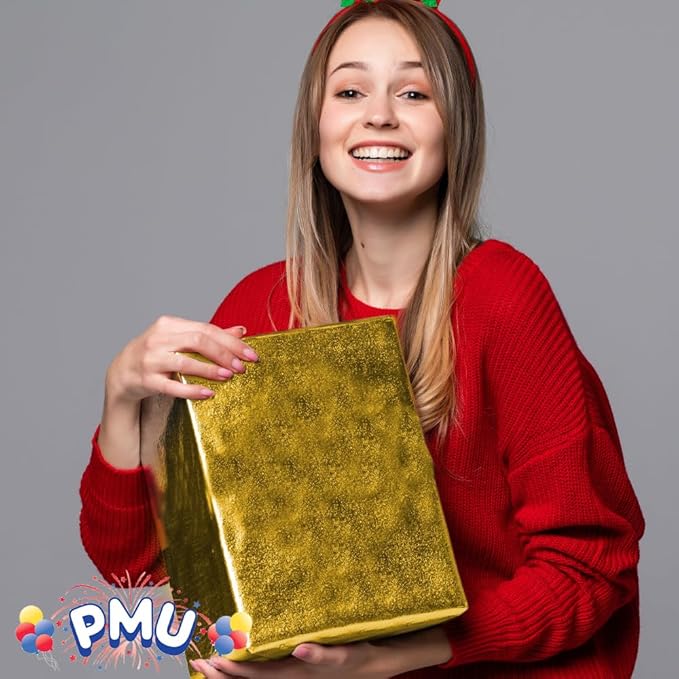 PMU Gift Wrap Mylar Roll Metallic Gold 2-sided, 48 Inches X 50 Ft Roll 1.4 Mil Highly Reflective Mylar Film, Great for Gifts, Birthdays, Christmas, Baskets, Arts & Crafts
