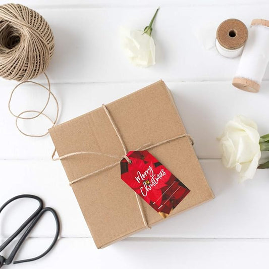 Andaz Press Christmas Holiday Season Classic Gift Tags, Merry Christmas to from and Wishing You A Happy Holiday Season, Poinsettia Design, for Holiday Events, Parties, and Favors, 60-Pack