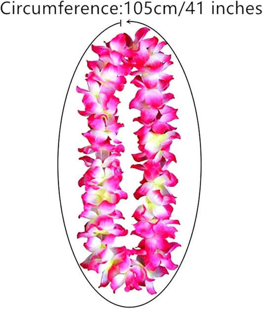 ALIMITOPIA Hawaiian Hula Leis Dance Wreath Garland Artificial Flowers Fabric Neck Loop for Luau Party Costumes (Pink;4pcs)