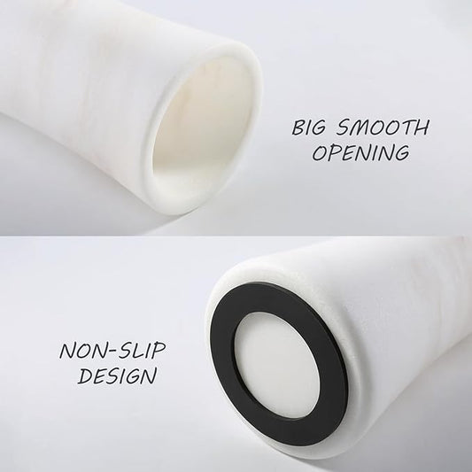 White Marble Vase for Flowers, 8.66" Minimalist Modern Frosted Flower Vase for Home Decor, Decorative Vases for Centerpieces, Living Room, Dining Table, Office, Boho Farmhouse Decor