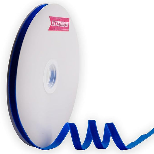 Nylon Velvet Ribbon Single Faced,3/8 Inch X 25Yards Spool (Royal Blue)