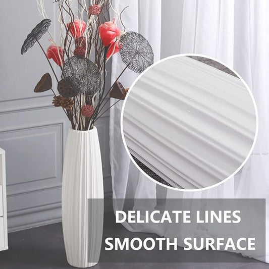 White Tall Floor Vase, 28" Ceramic Large Vase, Decorative Flower Vases for Modern Home Decor Living Room Office Bedroom Kitchen Wedding Centerpieces Farmhouse Décor