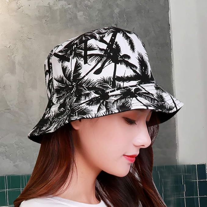 Malaxlx Unisex Bucket Hat Beach Sun Hat Aesthetic Fishing Hat for Men Women Teens, Reversible Double-Side-Wear