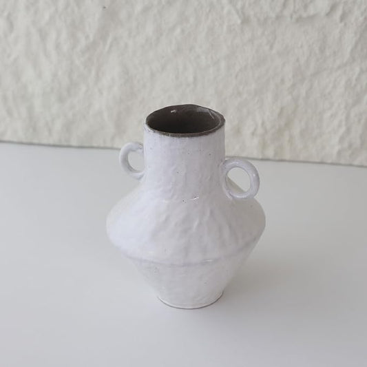 Rustic Small Ceramic Vase, Handcrafted Black Farmhouse Vase, Wabi Sabi Pottery Decor for Kitchen, Bedroom, Office, Living Room, Bathroom, Shelf Centerpiece Table