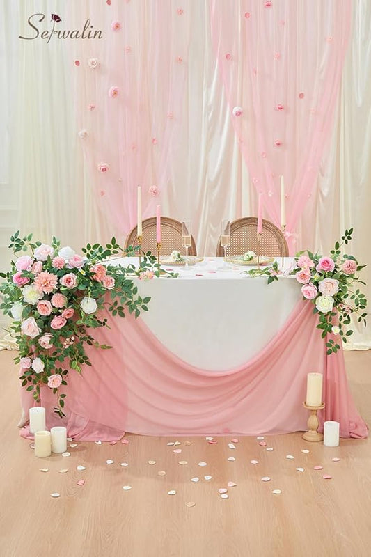 Serwalin Artificial Silk Flowers Abby Pink, Fake Flowers Stems for DIY Wedding Bouquets, Baby Shower Centerpieces, Cake Decor, Birthday Party & Home Decor