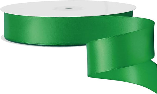 LIUYAXI Green Double Faced Satin Ribbon, 1" X Continuous 25 Yards, Ribbons Perfect for Gift Wrapping Wedding Bouquet Decor DIY Craft Bow Making & Other Projects
