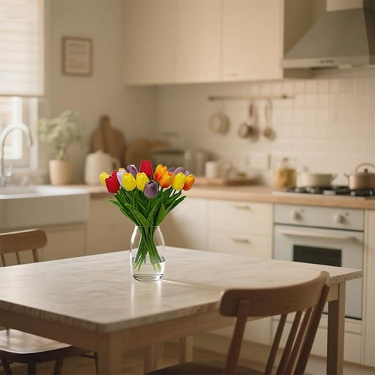 20pcs Faux Tulips Artificial Flowers Faux Flowers PU Artificial Tulips 13.5 Inch Mother's Day Easter Valentine’S Day Gifts in Home Kitchen Spring Decorations For Home (Multicolor-1)