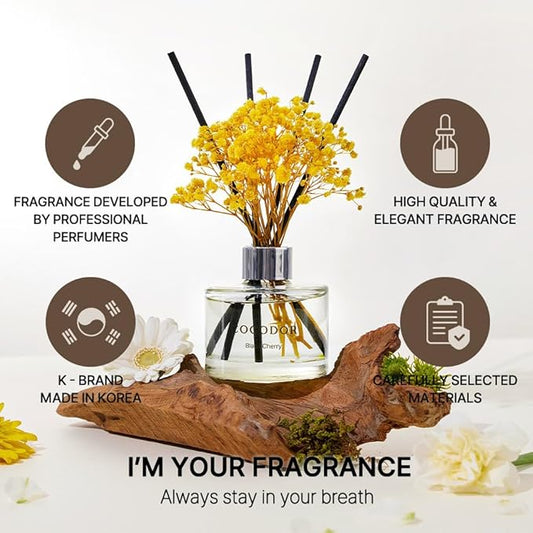 COCODOR Preserved Flower Reed Diffuser/Freesia&Pear/6.7oz/1Pack / Home Fragrance Scent Essential Oil Stick Diffuser for Bedroom Bathroom Home Decor