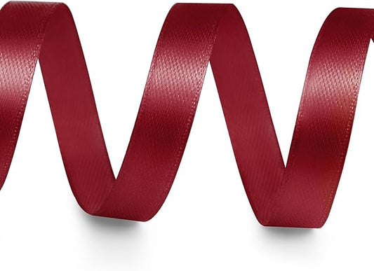 3/8" x 50 Yards Satin Ribbon - Burgundy Silk Ribbon with Spool - Ideal for Gift Wrapping, Floral Bouquets, Crafts, Wedding Party Decorations, Christmas and Sewing Projects