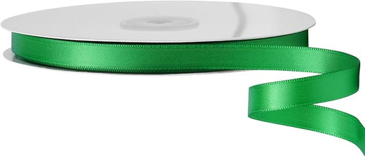 LIUYAXI Green Double Faced Satin Ribbon, 3/8" X Continuous 25 Yards, Ribbons Perfect for Gift Wrapping Bows Bouquet Wedding Decor DIY Craft and More