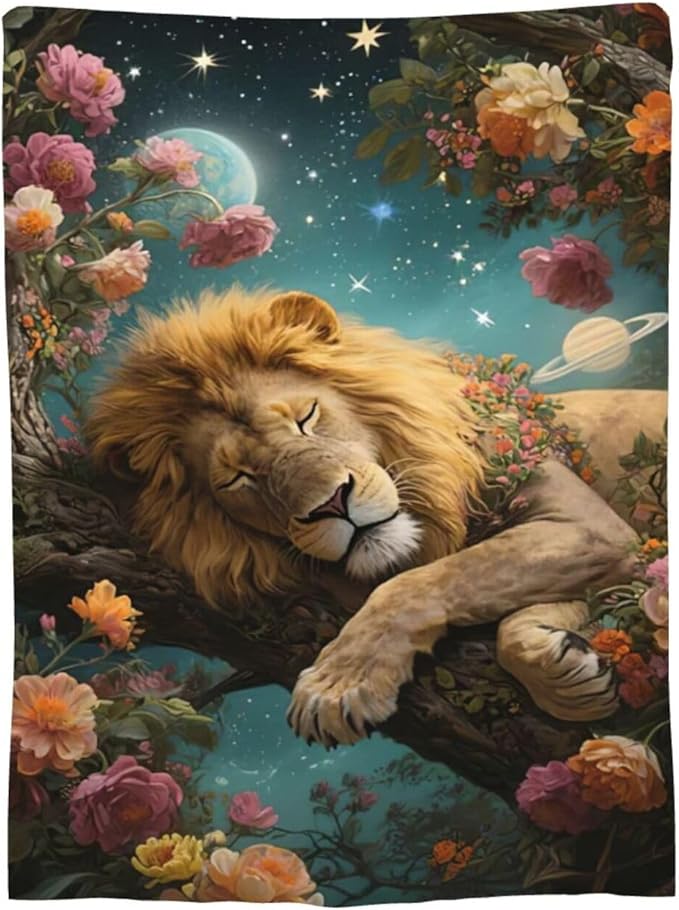 Lion Blanket Lion Throw Blanket Animal Soft Cozy Fleece Fuzzy Stuffed Plush Flannel Gifts for Girls Women Boys Kids Adults 40''x50''
