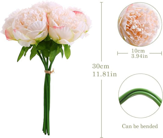 ucky 10 Packs Peonies Artificial Flowers Artificial Peonies Fake Peonies Artificial Flowers Peonies Bouquet for Centerpiece Table Wedding Party Home Decor (Cream White)