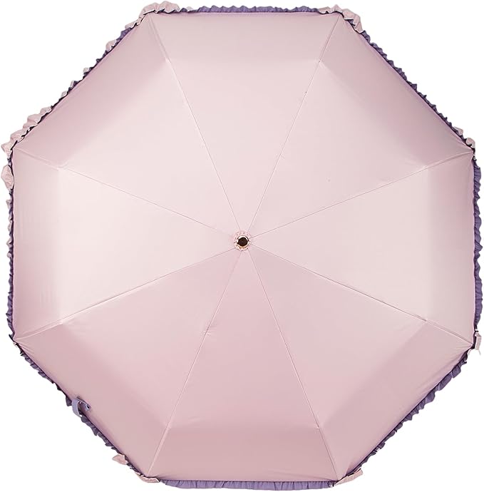 LCY Floral Edge Compact Umbrella Folding Anti-UV Parasol with Hook Handle Sunproof Rainproof & Windproof Umbrella