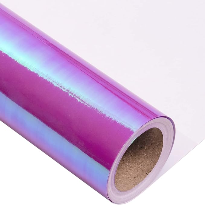LeZakaa Purple Wrapping Paper Roll, Holographic Iridescent Purple Gift Wrap for Nightmare Before Christmas, Xmas Party, Halloween, Birthday, Valentines, Mothers Day, Holiday, 17 in x 32.8 Ft