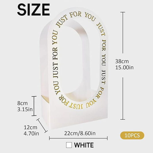 QCdeSoulBLV 10PCS Flower Boxes for Arrangements 8.7x4.7x15 Inch Handheld Hollow Minimalist Packaging Flower Bags for Wedding Decoration Gifts Birthday Party