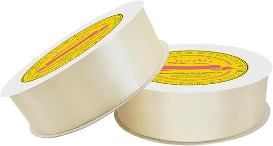 100 Yards Ivory Satin Ribbon Polyester Ribbon for Gift Wrapping Very Suitable for Weddings Party Hair Bow Invitation Decorations and More(1-1/2 inch X 50Yards X 2 Roll)