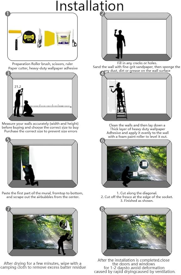 Mountain Stream and Beams of Light Mural with Sunlight Shining on The Running Water in The Forest Wall Mural, Non-self-Adhesive Wallpaper(Non-self-Adhesive)