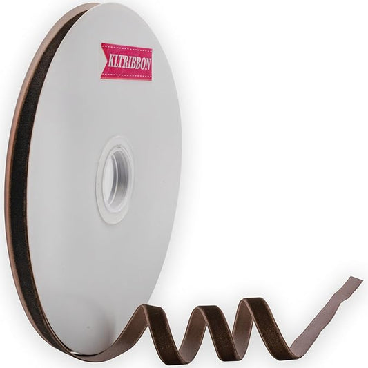 Nylon Single Face Velvet Ribbon,3/8 Inch X 25 Yards Spool (Brown)
