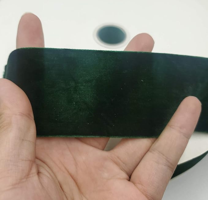 10 Yards Velvet Ribbon Spool (Dark Green, 2")