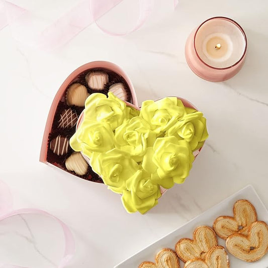 Juvale Artificial Foam Roses - 100-Pack Stemless, Yellow, 3-Inch Diameter - Faux Flowers for Vase Displays, Wedding Decor & Centerpiece Table Decorations