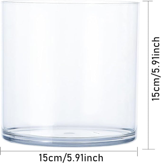 3 Pack Clear Acrylic Vase for Centerpieces 5.9x5.9 Inch Cylinder Wide Mouth Vase for Flowers, Home Decorative, Office, Wedding Party
