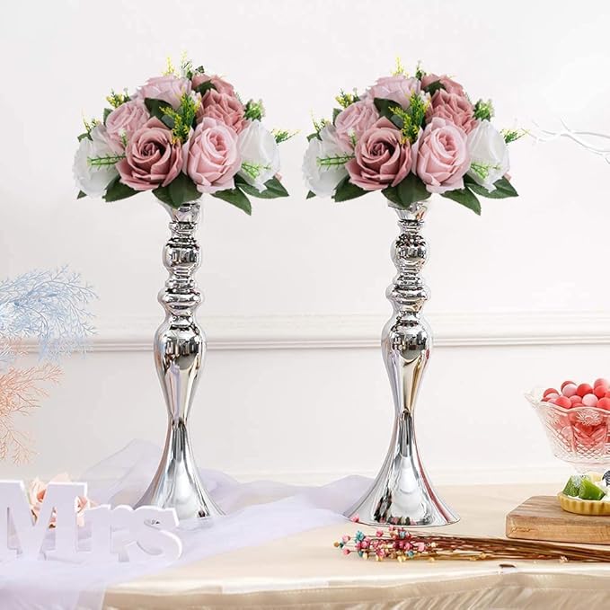 Sziqiqi Pink Flower Centerpieces for Tables Kissing Balls for Wedding - Artificial Floral Arrangement Center Piece