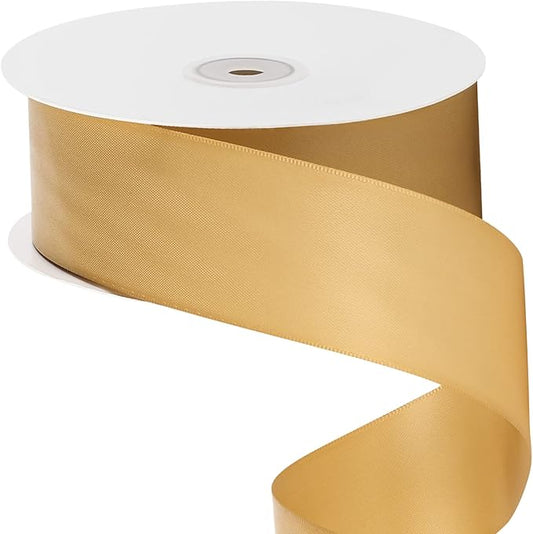 LIUYAXI Old Gold Double Faced Satin Ribbon, 2" X Continuous 50 Yards, Ribbons Perfect for Gift Wrapping Wedding DIY Craft Bow Making & Other Projects