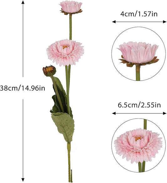 Faux Chrysanthemum Flowers 8pcs Silk Fake Daisies Light Pink Artificial Calendulas for Vase Table Centerpiece Home Wedding Party Garden Decoration(Light Pink)