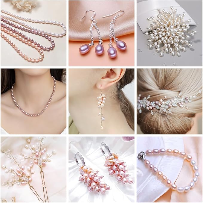 50 Pcs Real Pearls for Jewelry Making AAA 7-8 mm Non-Porous Natural Pearls Beads Oval Bead Loose Gemstone Bead Crafts Gift for Women,DIY Gifts.