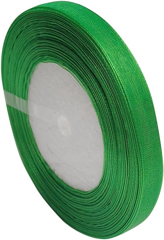 Chenkou Craft Solid Organza Ribbon 3/8" Christmas Green 1 Roll 50 Yards Craft Bow Party Decoration Packing Ribbons (Green, 3/8"(10mm))