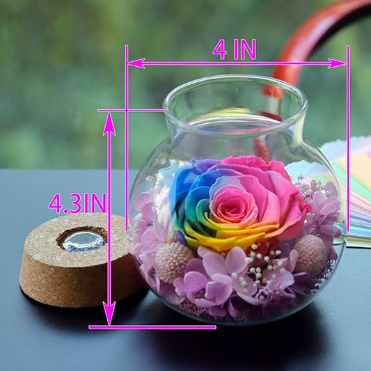 Preserved Real Roses with Colorful Mood Light Wishing Bottle,Eternal Rose,Never Withered Flowers,for Bedroom Party Table Decor, Christmas Anniversary,Valentine's,Mother's Day, (Multi)